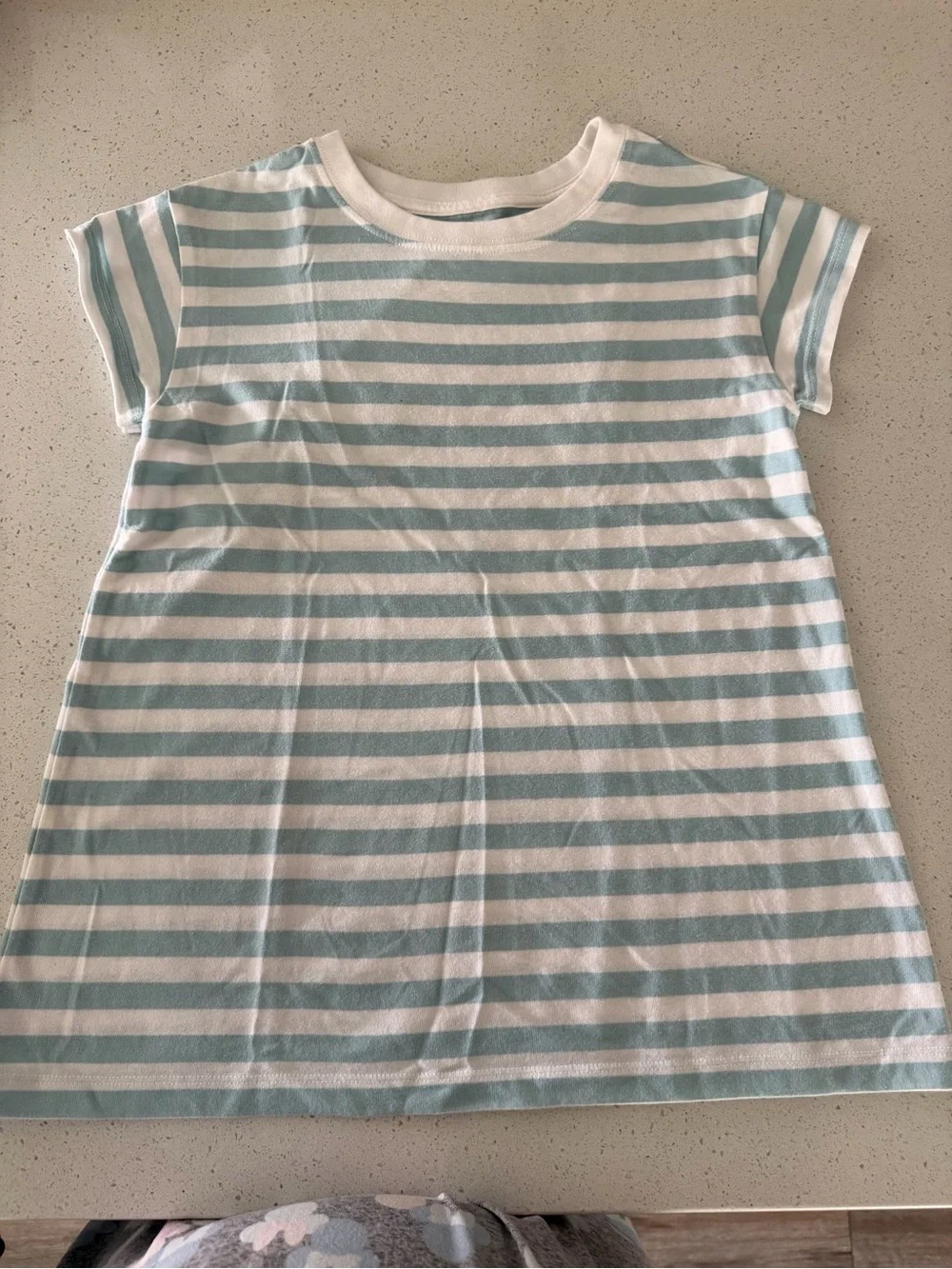 Girls' Blue & White Striped Tee Dress - Casual Comfort